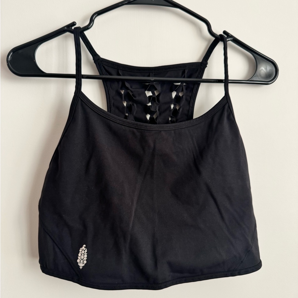 Free People Black Cropped Camisole with Braided Back
